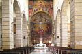 Cagliari-Santuario della Madonna del Carmine: interno con i mosaici nell’abside
